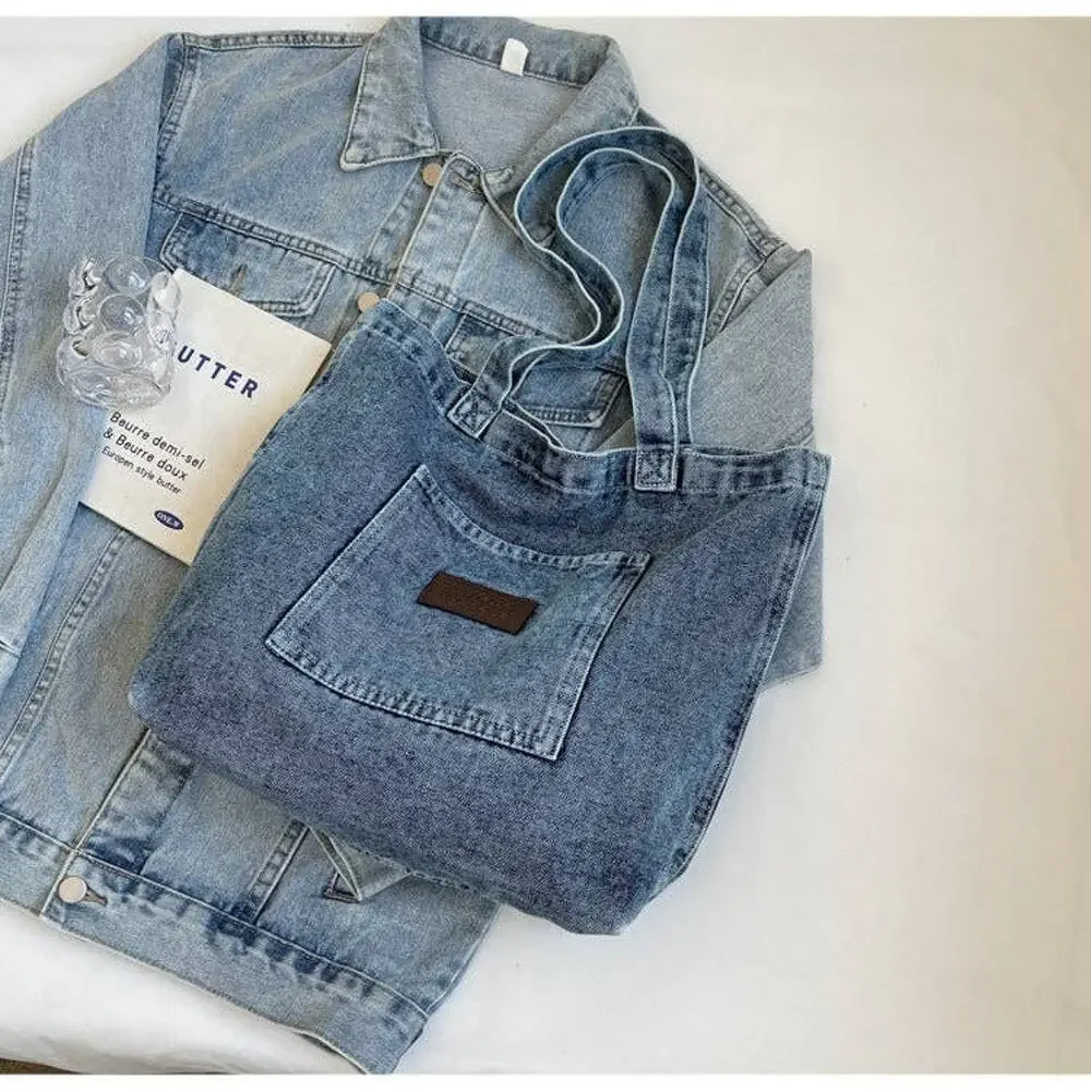Light Blue Washed Denim Shoulder Bag